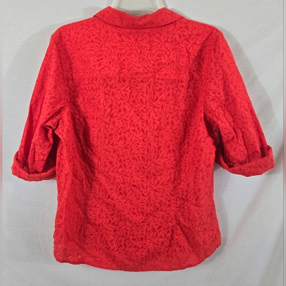 Coldwater Creek Women's Reddish Orange Semi-Sheer Blouse Size Large 14-16 - Picture 4 of 6